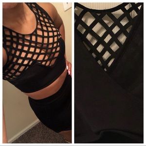 Black Crop Cage Top